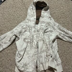 Vintage retro white design zip up